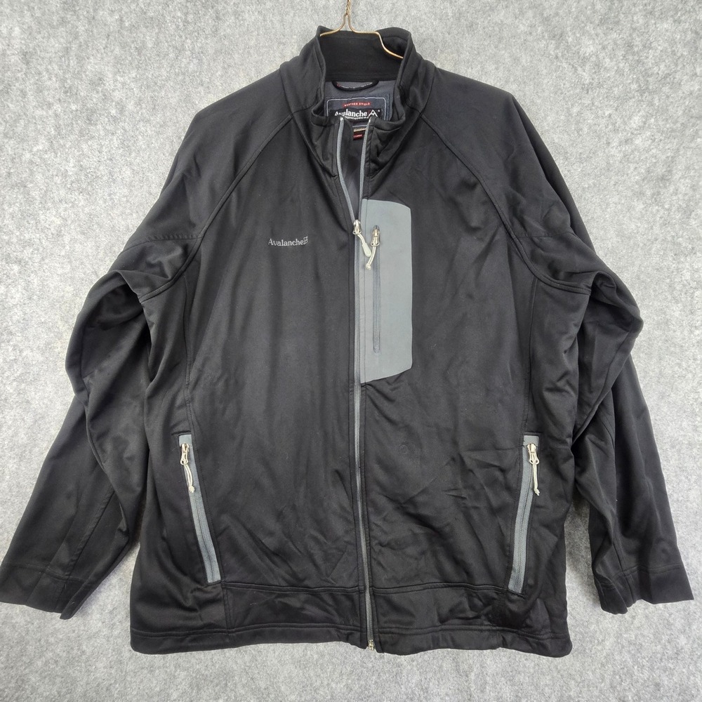 Avalanche Weather Shield Fleece Softshell Jacket Mens 2XL Black Zip Coat RN83520